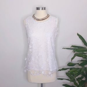 Adiva White Floral Blouse Size Small